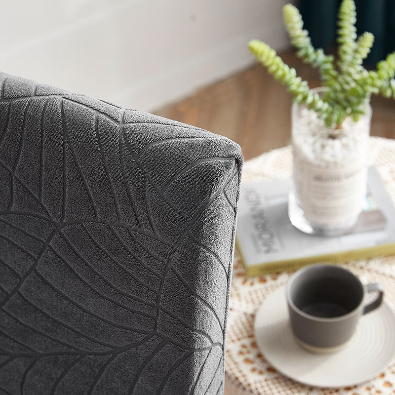 Funda de silla impermeable con hojas gris antracita
