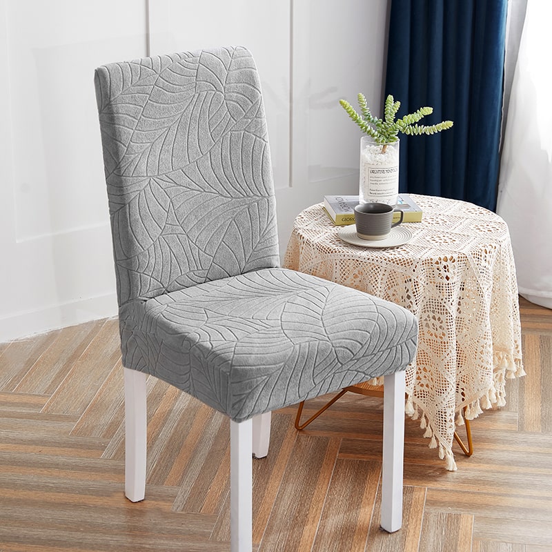 Funda de silla impermeable con diseño de hojas gris claro