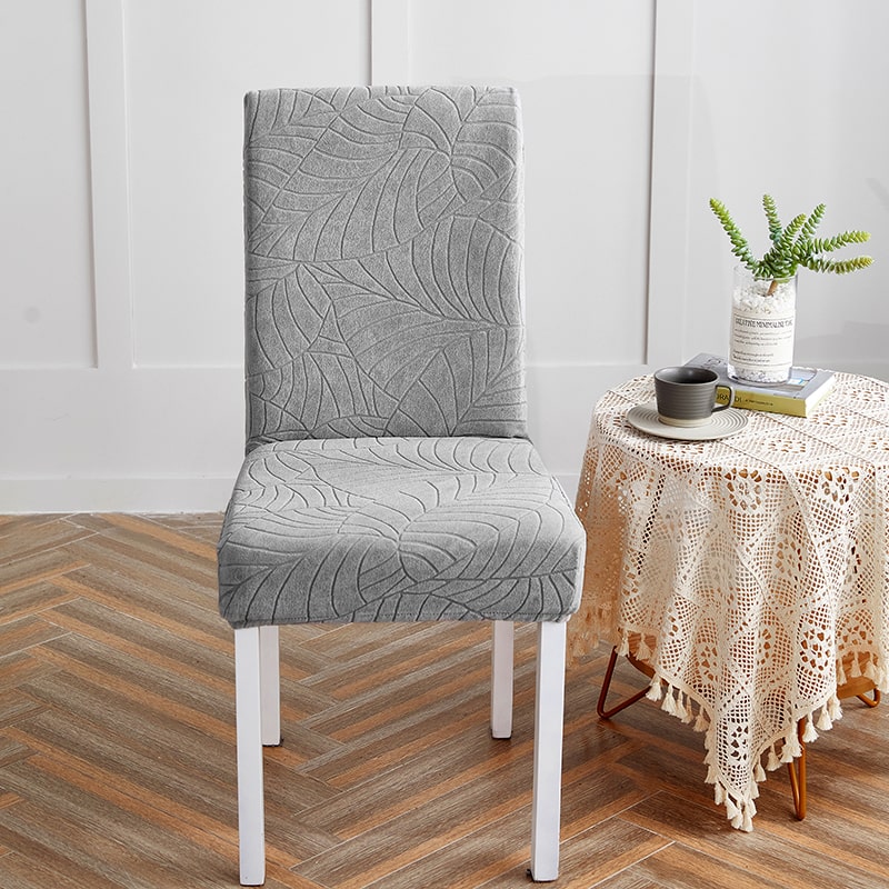 Funda de silla impermeable con diseño de hojas gris claro