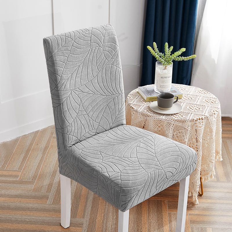 Funda de silla impermeable con diseño de hojas gris claro