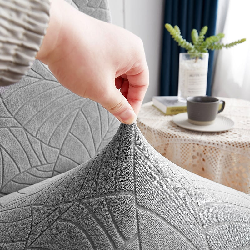 Funda de silla impermeable con diseño de hojas gris claro