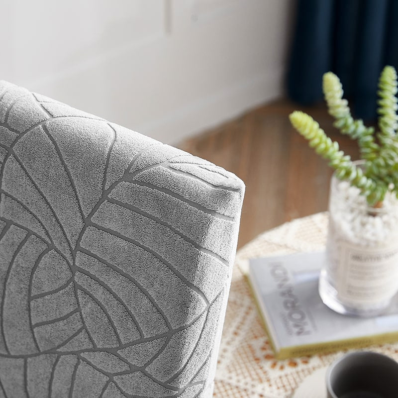 Funda de silla impermeable con diseño de hojas gris claro