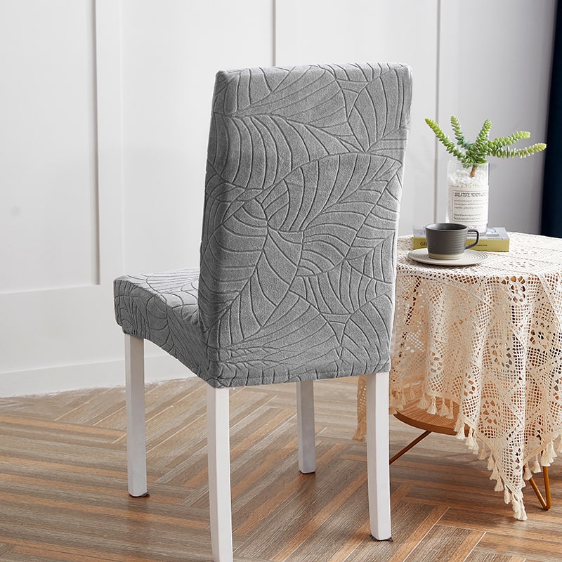 Funda de silla impermeable con diseño de hojas gris claro