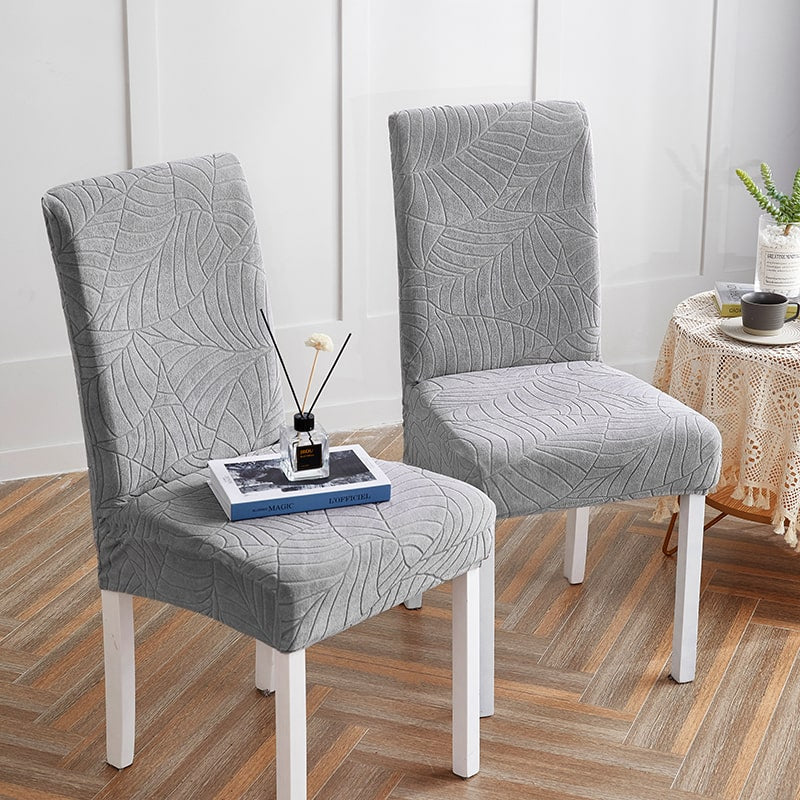 Funda de silla impermeable con diseño de hojas gris claro
