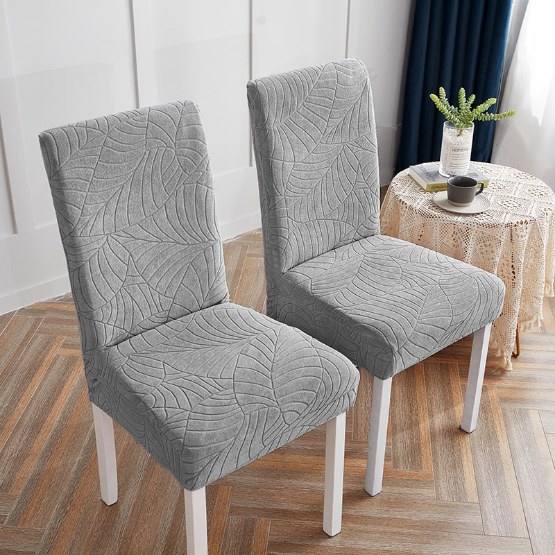 Funda de silla impermeable con diseño de hojas gris claro