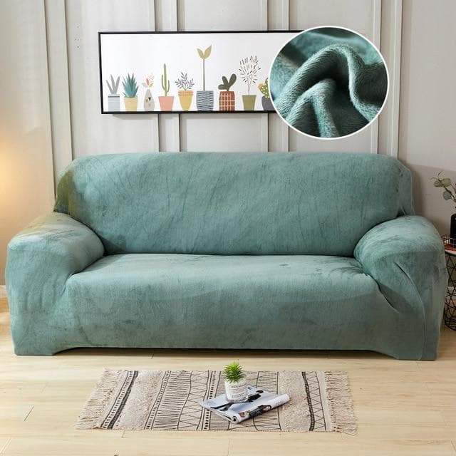 Funda de sofá de terciopelo verde agua