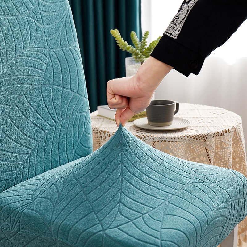Funda de silla impermeable con diseño de hojas azul cielo