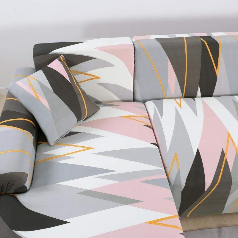 Funda de sofá esquinero con rayas grises