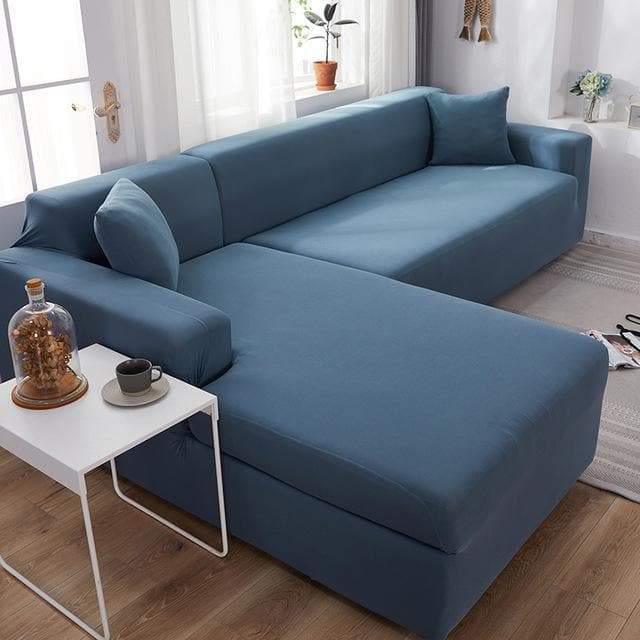 Funda de sofá esquinero azul celeste