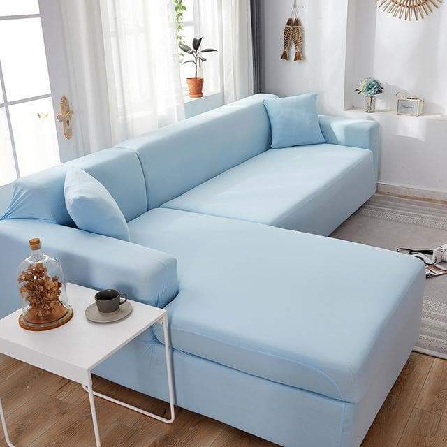 Funda de sofá esquinero azul claro