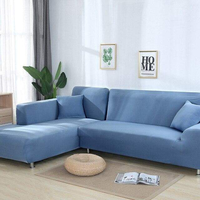 Funda de sofá esquinero azul