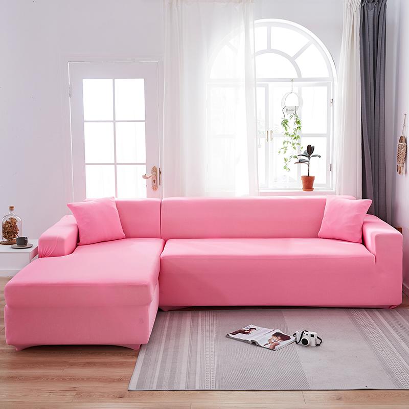 Funda de sofá esquinero rosa claro