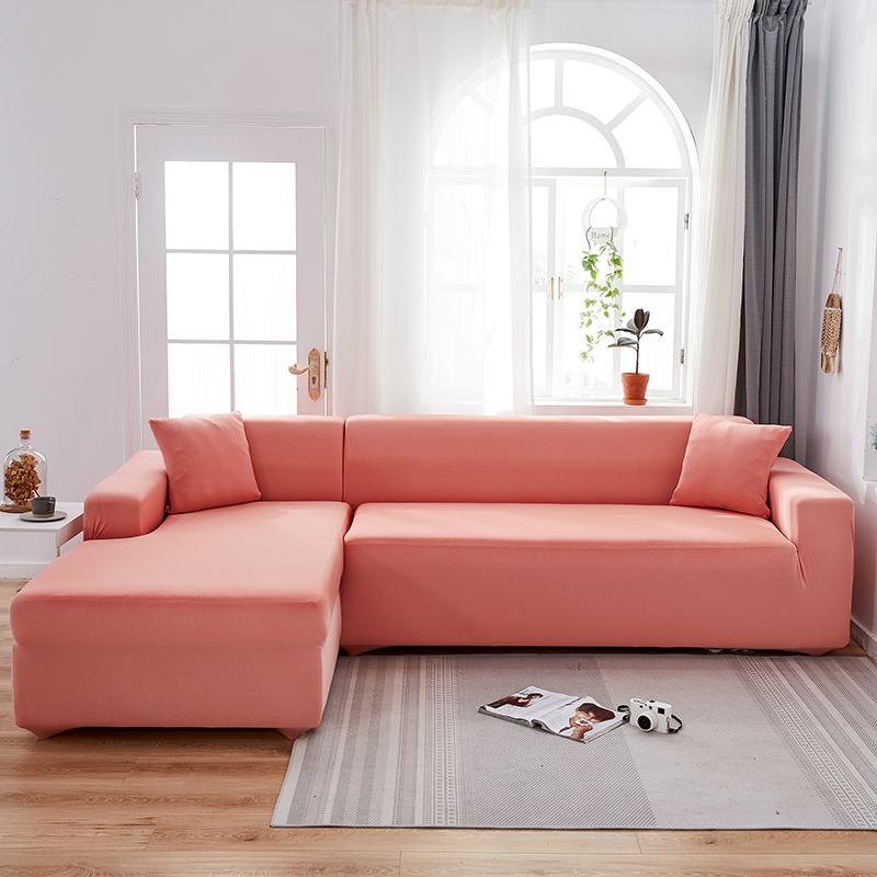 Funda de sofá esquinero rosa empolvado