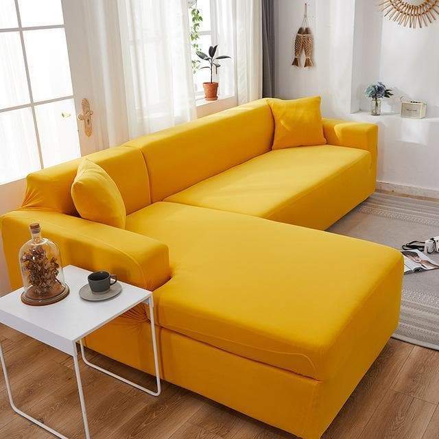 Funda para sofá esquinero amarillo mostaza