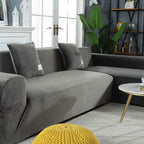 Funda de sofá esquinero de terciopelo gris