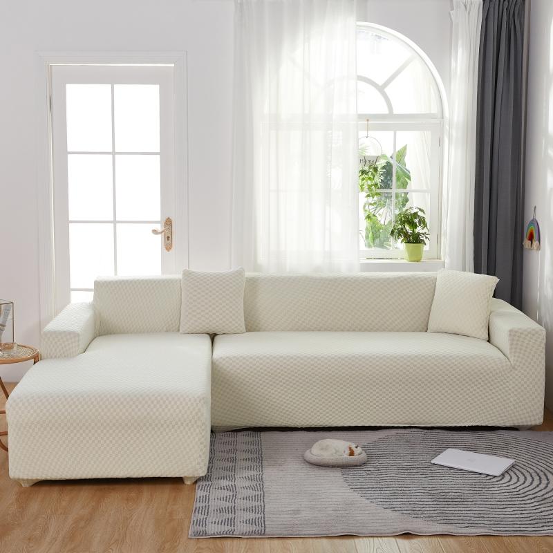 Funda para sofá esquinero de microfibra blanca