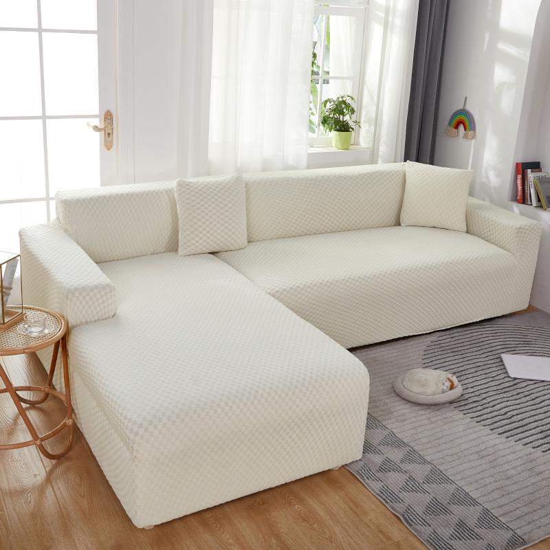 Funda para sofá esquinero de microfibra blanca
