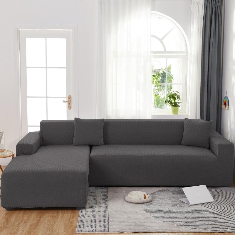 Funda de sofá rinconera de microfibra gris antracita