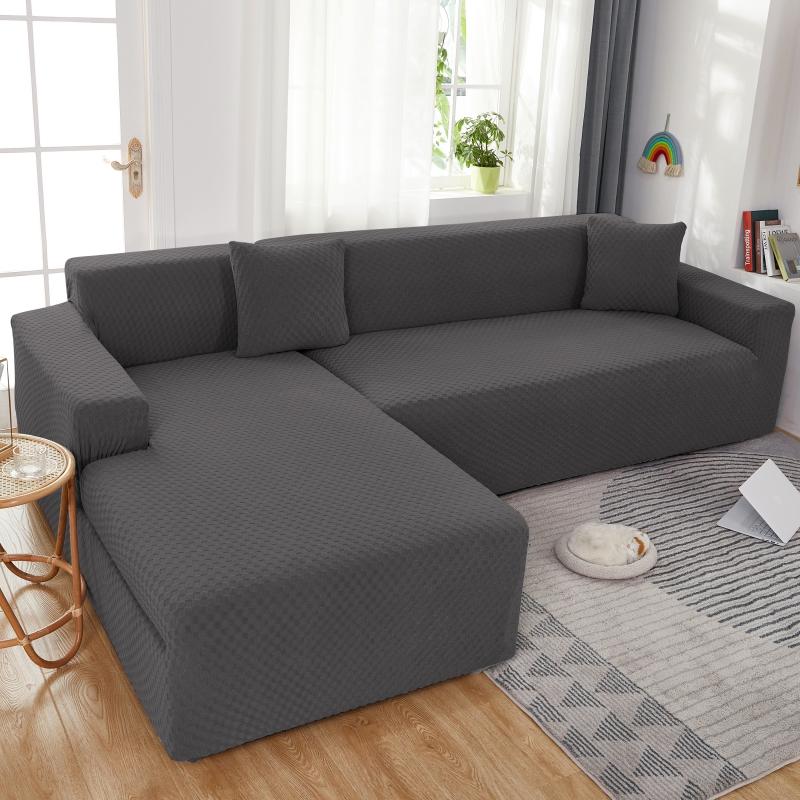 Funda de sofá rinconera de microfibra gris antracita