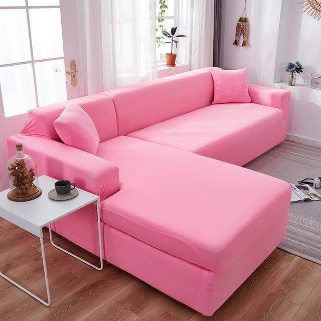 Funda de sofá esquinero rosa claro