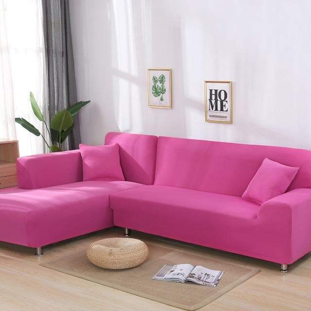 Funda de sofá esquinero rosa