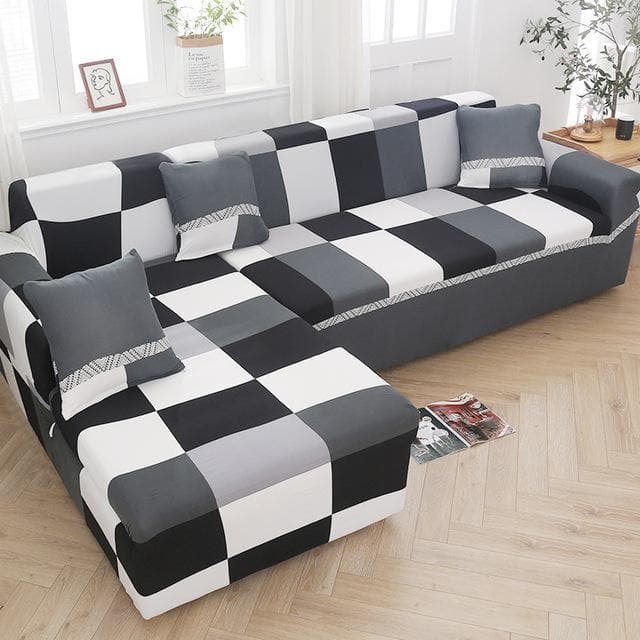 Funda de sofá esquinero de cuadros checkerboard