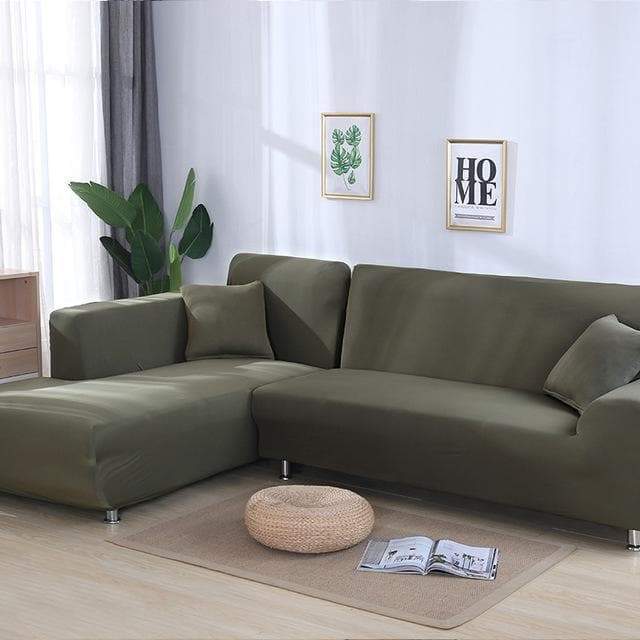 Funda de sofá esquinero verde grisáceo
