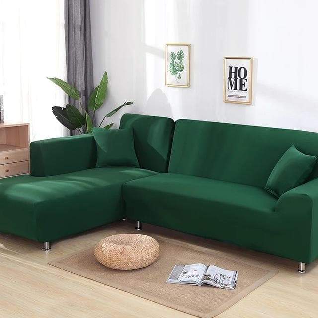 Funda de sofá esquinero verde oscuro