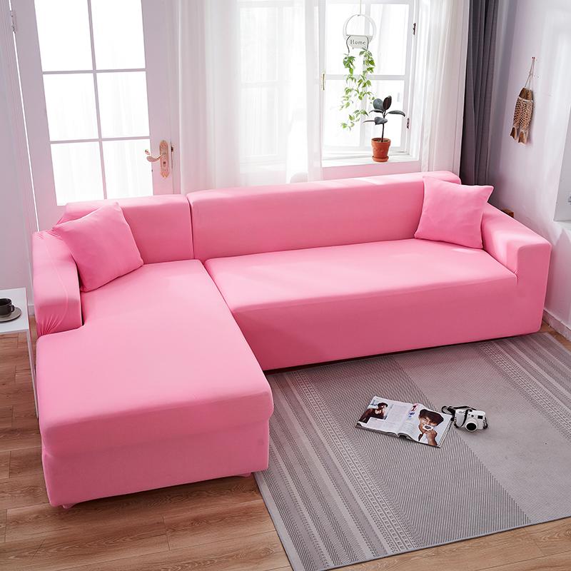 Funda de sofá esquinero rosa claro