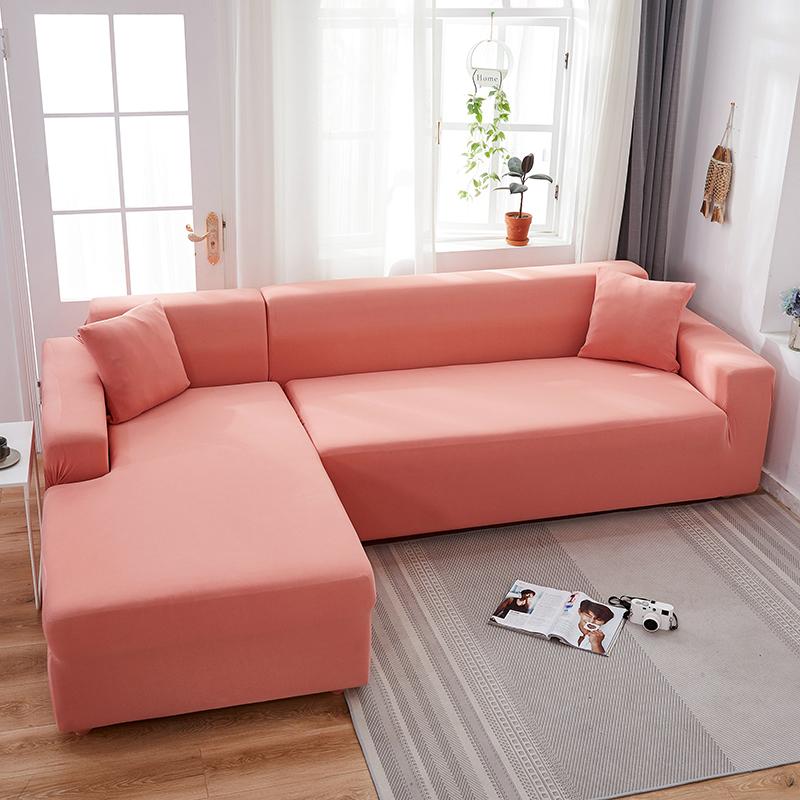 Funda de sofá esquinero rosa empolvado
