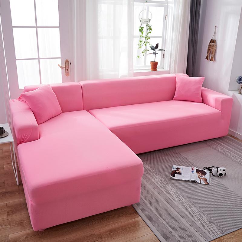 Funda de sofá esquinero rosa claro