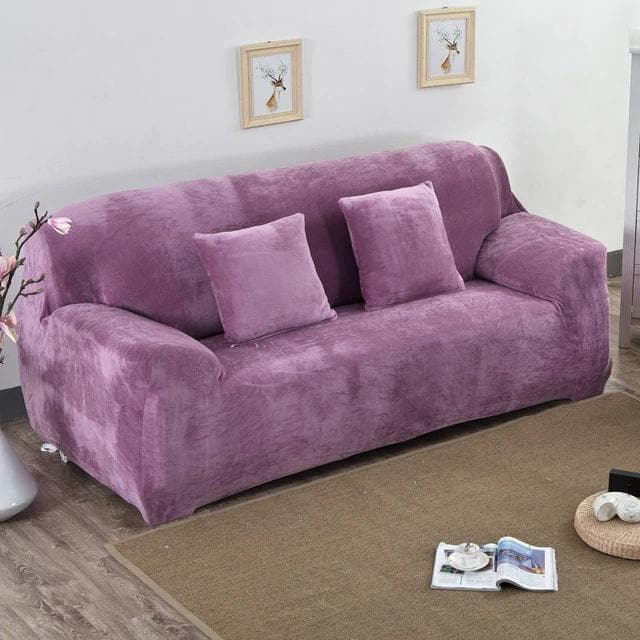 Funda de sofá de terciopelo color lavanda