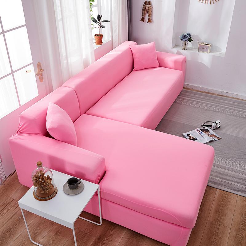 Funda de sofá esquinero rosa claro