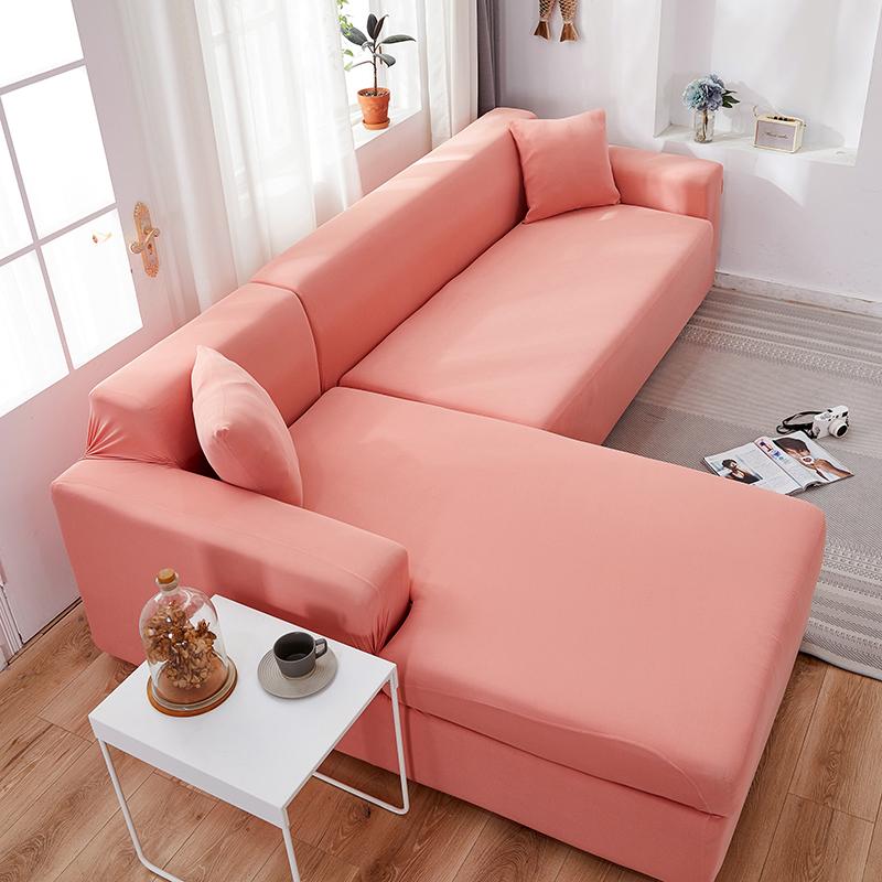 Funda de sofá esquinero rosa empolvado