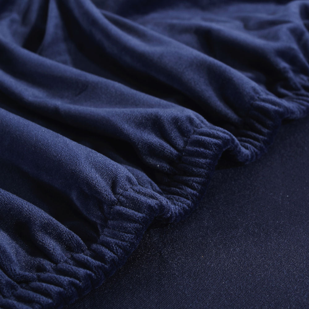 Funda de sofá rinconera de terciopelo azul marino