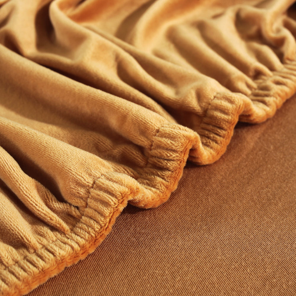 Funda de sofá rinconera de terciopelo color camel