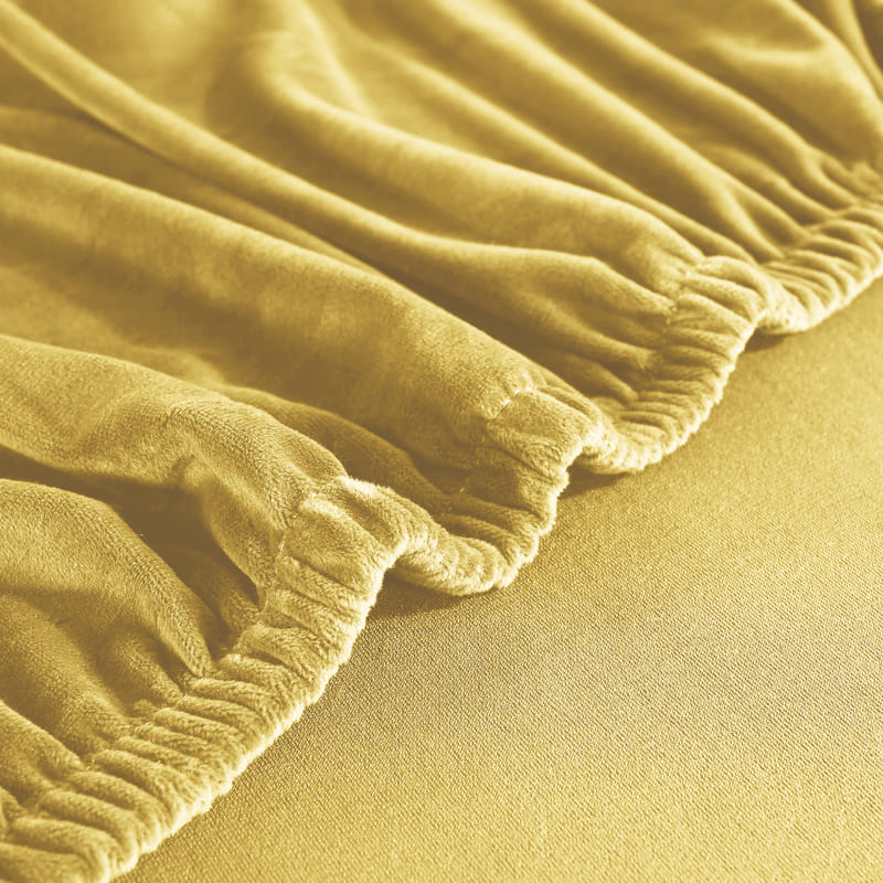Funda de sofá esquinero de terciopelo amarillo