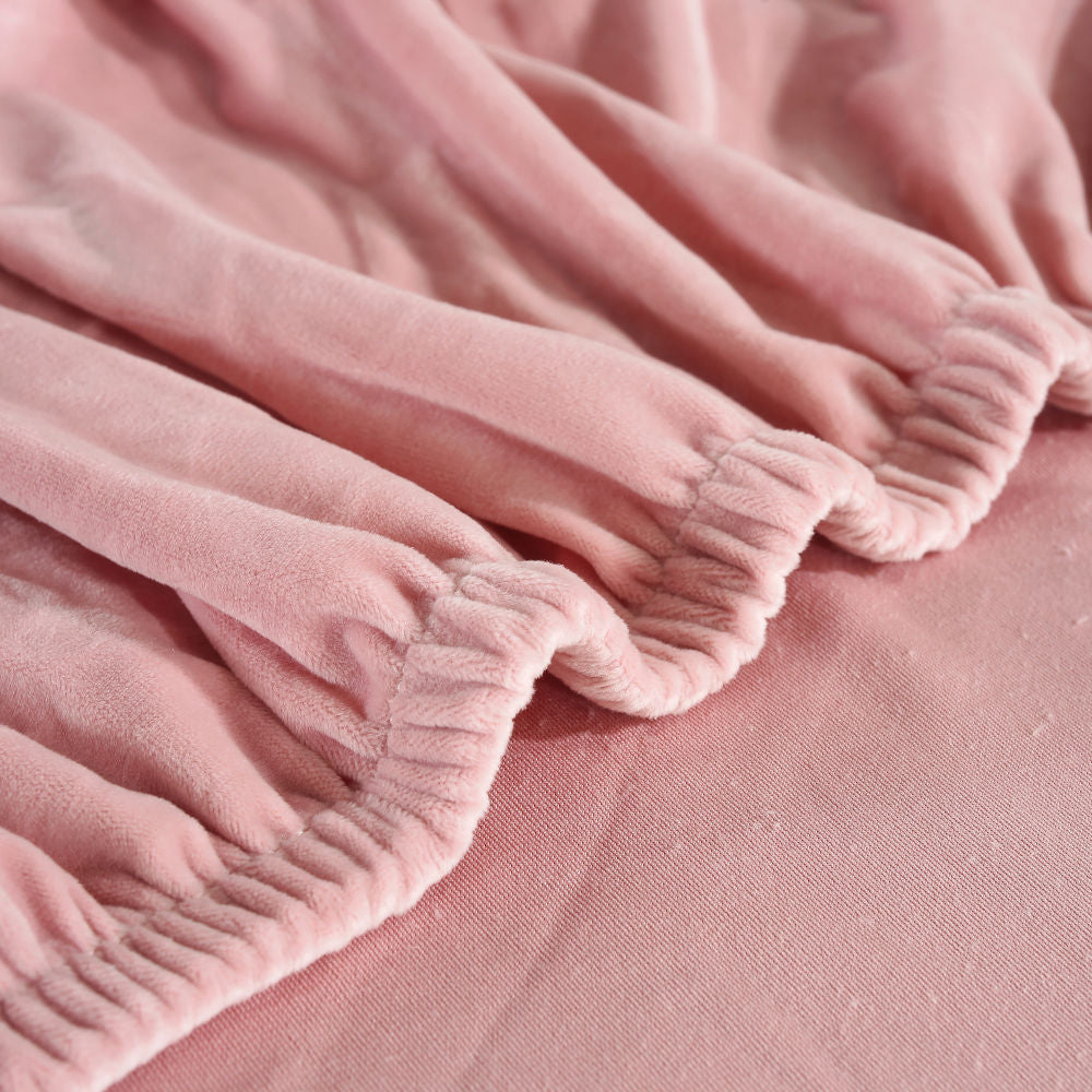 Funda de sofá esquinero de terciopelo rosa empolvado