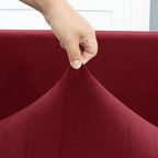Funda para sofá esquinero de terciopelo color burdeos
