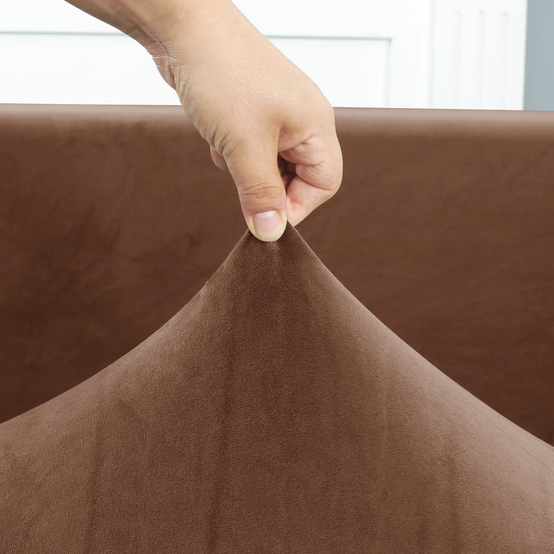 Funda de sofá esquinero de terciopelo marrón