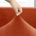 Funda de sofá esquinero de terciopelo color calabaza
