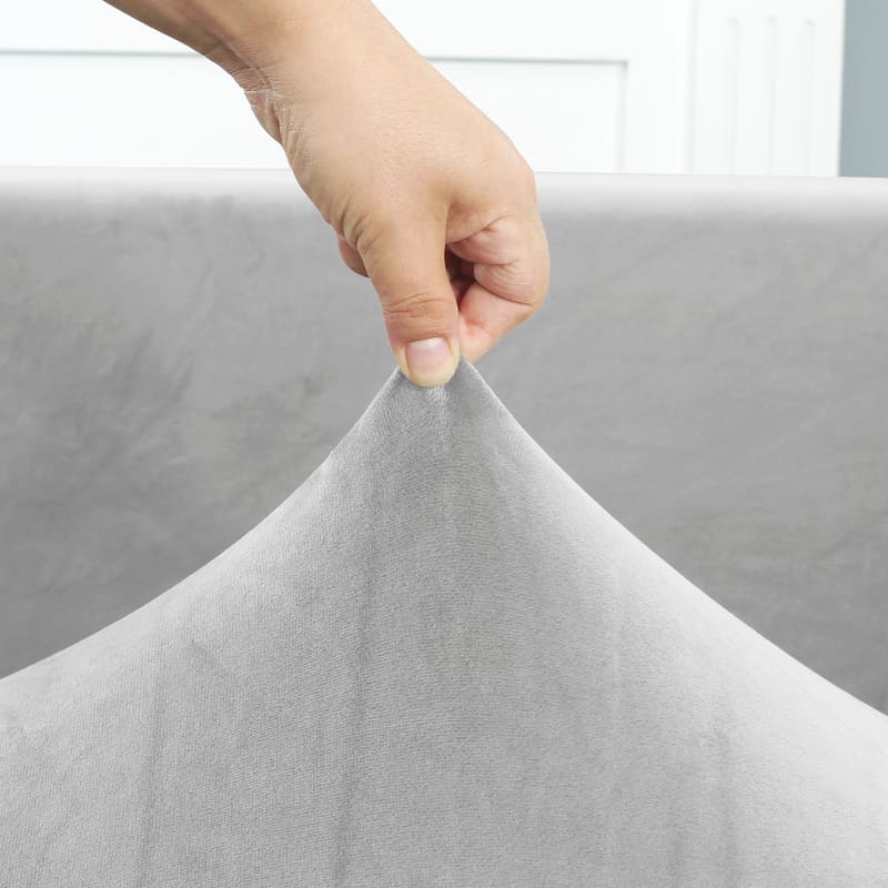 Funda de sofá esquinero de terciopelo gris plateado