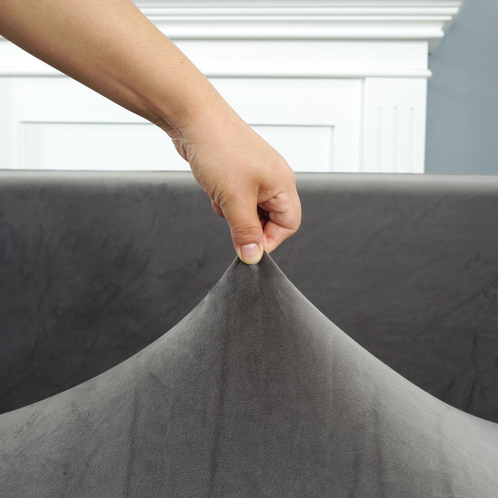 Funda de sofá esquinero de terciopelo gris