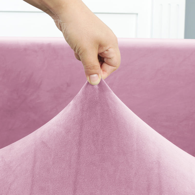 Funda de sofá esquinero de terciopelo rosa