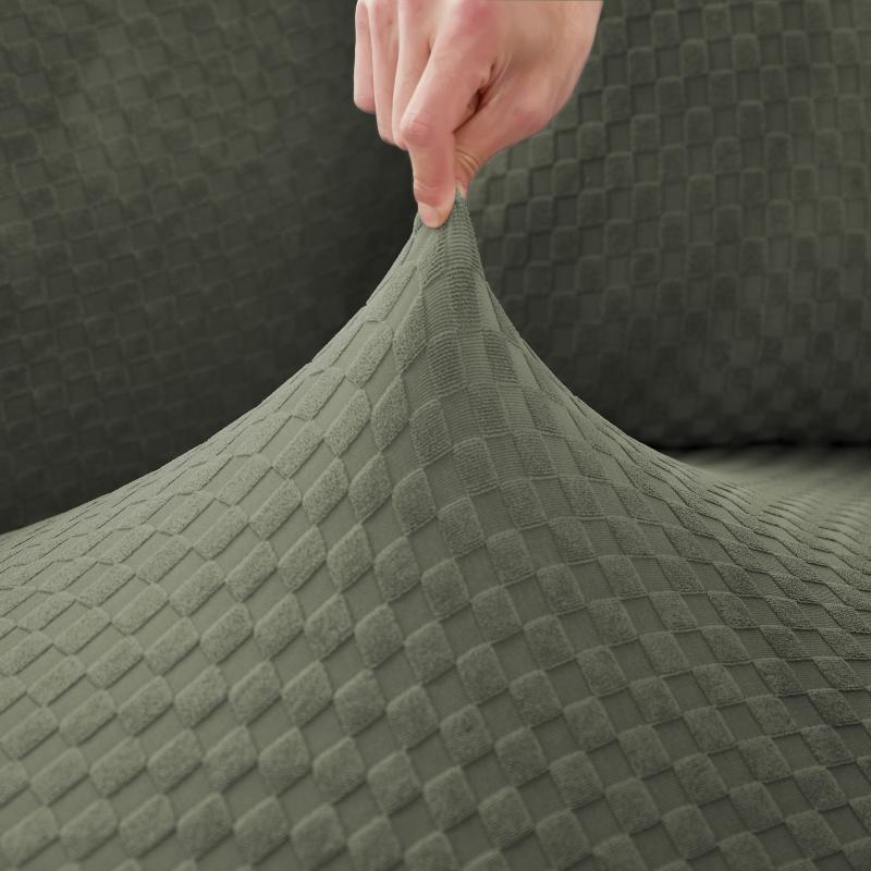 Funda de sofá esquinero de microfibra caqui