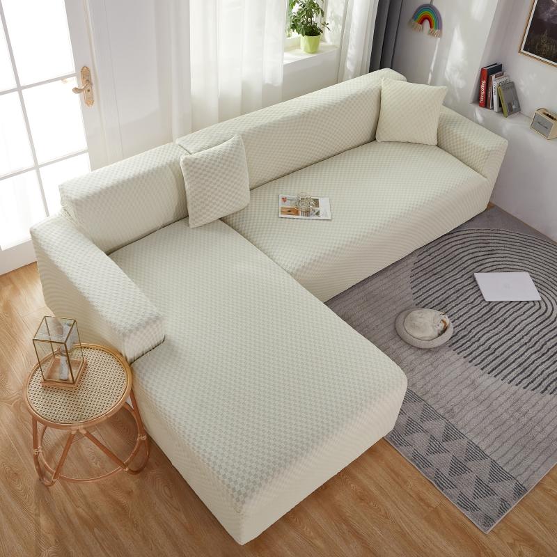 Funda para sofá esquinero de microfibra blanca