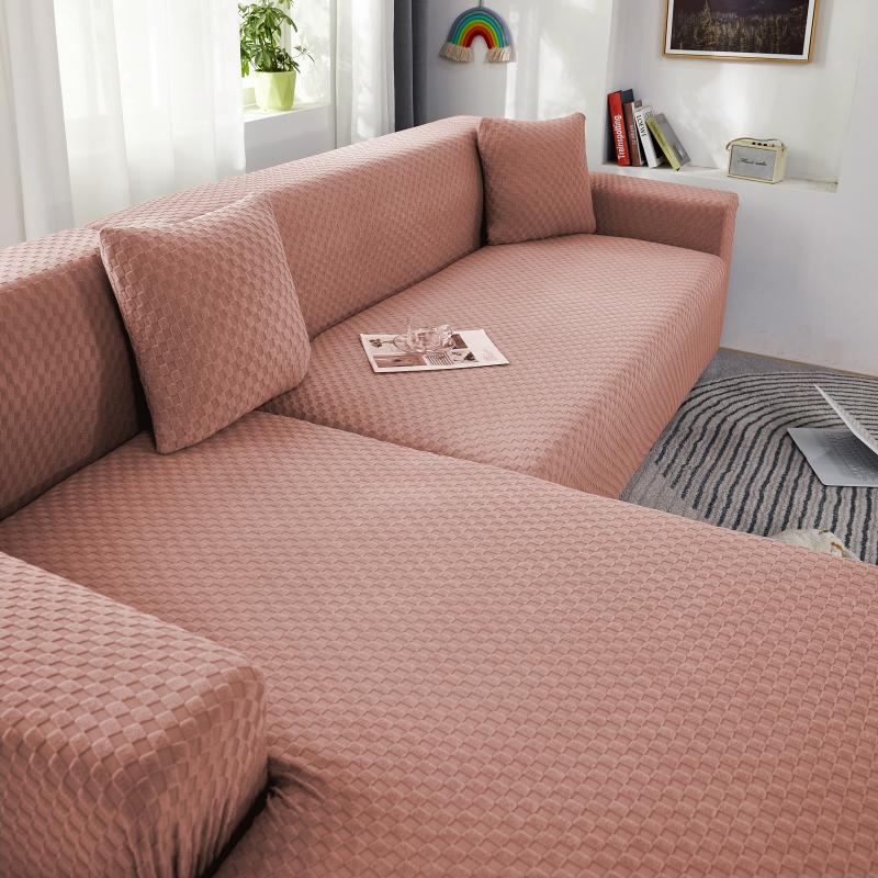 Funda de sofá esquinero de microfibra rosa